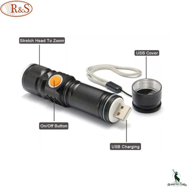 R&S Torcia mod. Police 8800W Ricaricabile USB